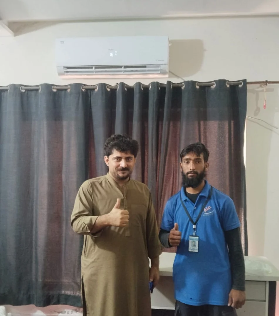 Customer receiving AC repair service